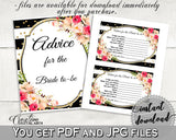 Flower Bouquet Black Stripes Bridal Shower Advice For The Bride To Be in Black And Gold, bridal advice, digital print, prints - QMK20 - Digital Product