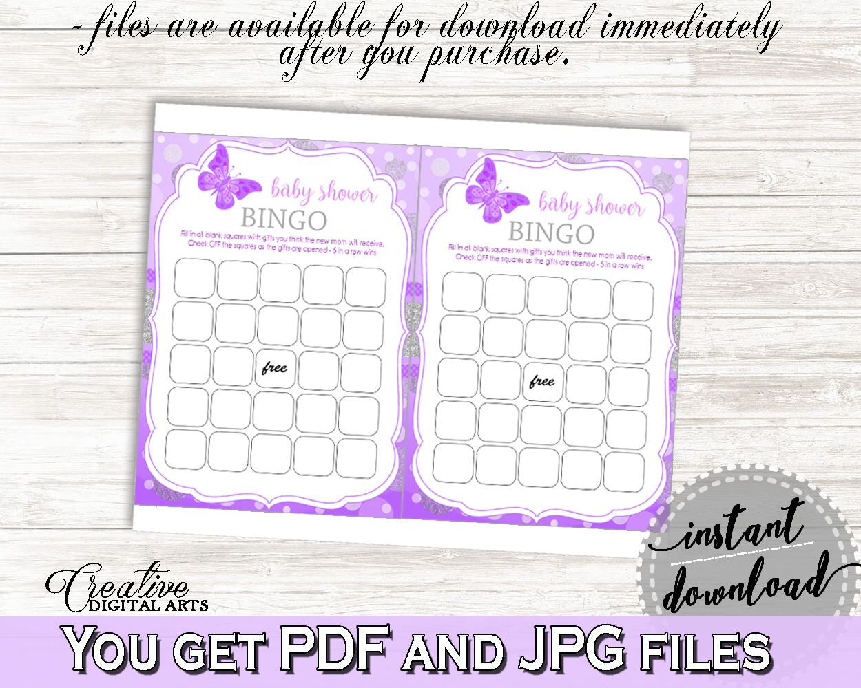 Bingo Gift Game Baby Shower Bingo Gift Game Butterfly Baby Shower Bingo Gift Game Baby Shower Butterfly Bingo Gift Game Purple Pink 7AANK - Digital Product