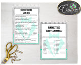 Baby Shower Little Man games gentleman package bundle printable with mint green gray color theme, 8 games pack - Instant Download - lm001