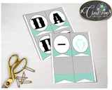 Baby shower little man CHAIR BANNER boy gentleman decoration printable in mint green gray theme, digital files, instant download - lm001
