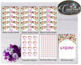 Baby Girl Shower Decoration Flowers package bundle printable with floral pink green purple theme, Jpg Pdf - Instant Download - flp01
