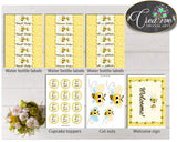 Yellow Baby Shower Decoration package bundle printable with yellow honey bees for boys or girls, Jpg Pdf - Instant Download - bee01