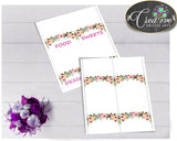 Baby Shower Party Place CARDS or FOOD TENTS editable printable with flowers pink theme baby girl, digital files, instant download - flp01