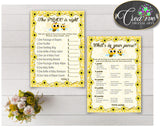 Yellow Baby Shower games package bundle printable with honey bee yellow for boys or girls, 8 games pack - Instant Download - bee01