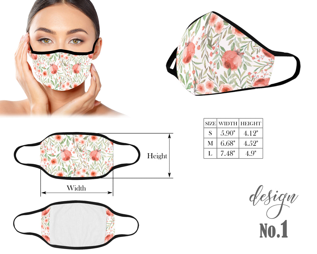 Flowers Face Mask, Unisex Kids and Adult Protective Mask, Washable and Reusable Mouth Mask, Anti Dust With Filter Pocket, Customized Mask