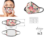 Floral Face Mask, Protective Mouth Mask, Reusable Mask, Washable Mask, Dust Mask, Kids and Adult Face Mask With Filter Pocket