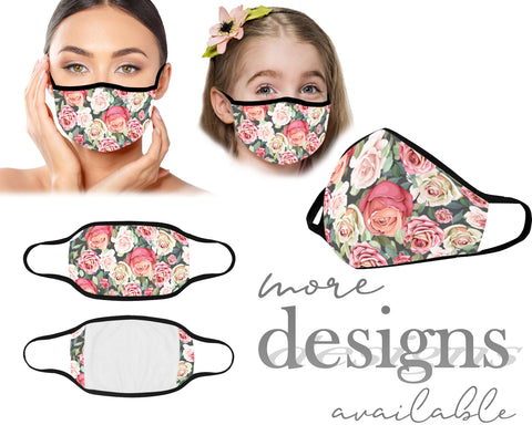Floral Face Mask, Protective Mouth Mask, Reusable Mask, Washable Mask, Dust Mask, Kids and Adult Face Mask With Filter Pocket