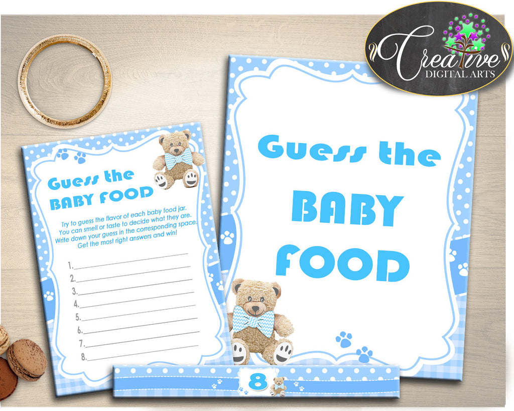 GUESS The BABY FOOD game for teddy bear baby shower, boy baby shower printable, blue baby shower, digital, jpg pdf, instant download - tb001