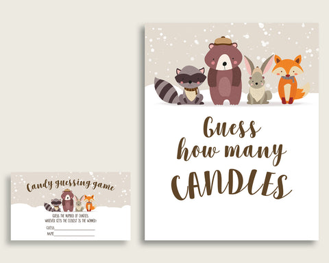 Beige Brown Candy Guessing Game, Winter Woodland Baby Shower Gender Neutral Sign And Cards, Guess How Many Candies, Candy Jar Game RM4SN