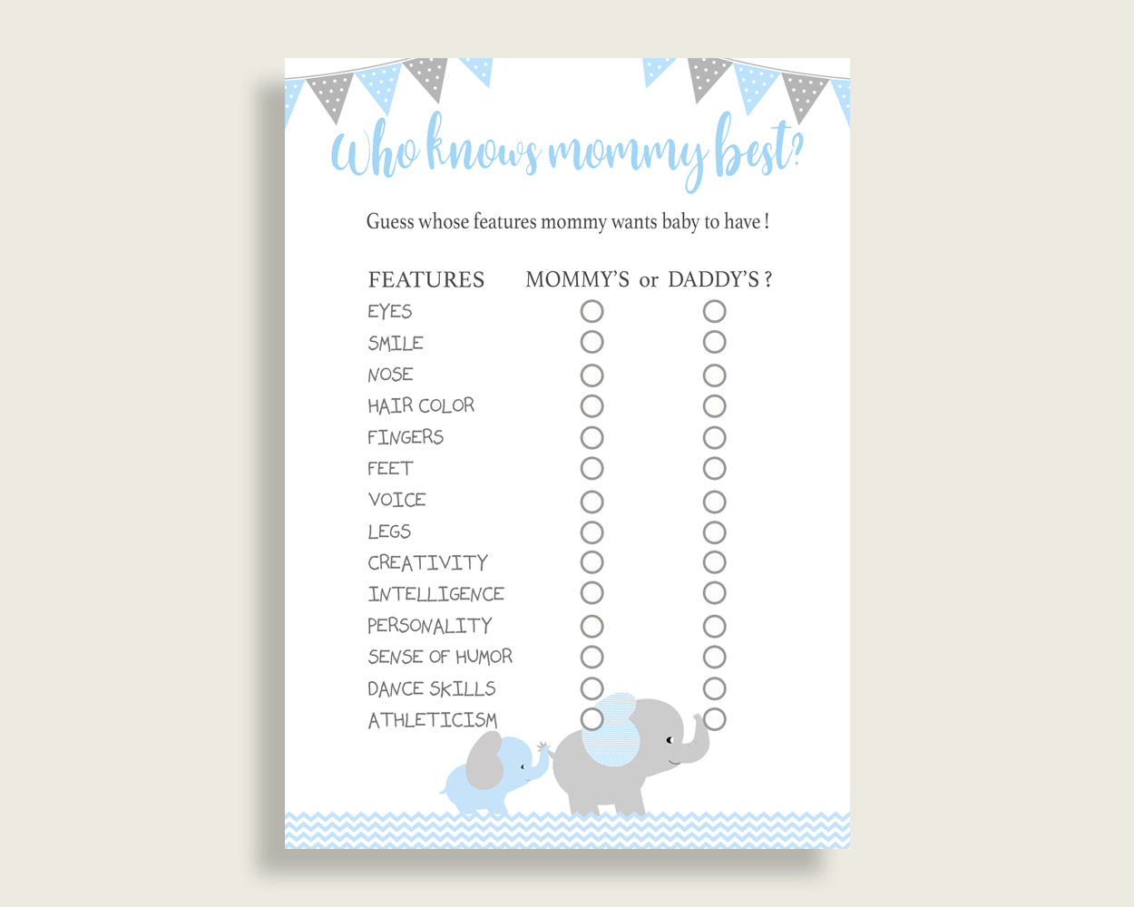 Blue Grey Who Knows Mommy Best Game, Guess The Features, Elephant Baby Shower Boy, How Well Do You Know Parents To Be, Instant ebl02