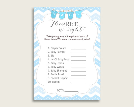 Blue White The Price Is Right Game, Chevron Baby Shower Boy Activity, Guess The Price Game Printable, Instant Download, Zig Zag Theme cbl01