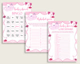 Pink Whale Baby Shower Games Printable Pack, Pink White Baby Shower Games Package Girl, Pink Whale Games Bundle Set, Instant Download, wbl02