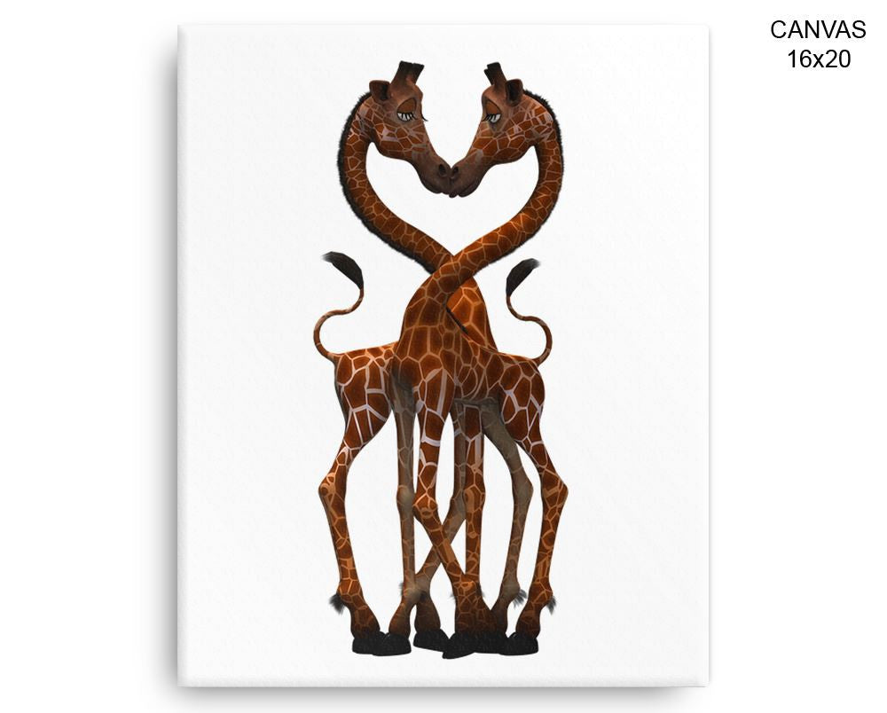 Giraffe Kissing Print, Beautiful Wall Art with Frame and Canvas options available Kids Decor