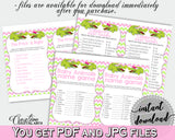 Pink and Green Baby Shower games package bundle printable with Green Alligator Crocodile for girl - Instant Download - ap001