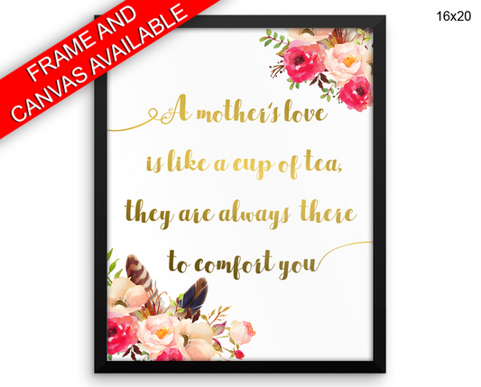 Mothers Day Print, Beautiful Wall Art with Frame and Canvas options available Gift Decor