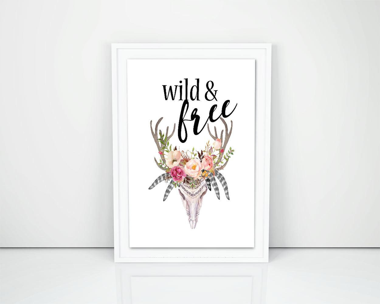 Wall Art Free Digital Print Wild Poster Art Free Wall Art Print Wild  Wall Decor Free watercolor art skull antler skull flowers tribal art - Digital Download