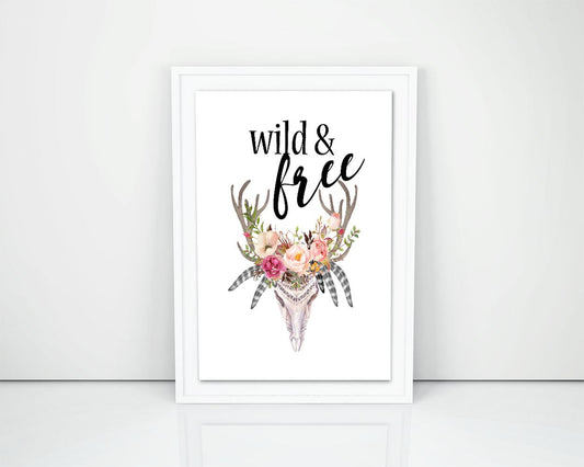 Wall Art Free Digital Print Wild Poster Art Free Wall Art Print Wild  Wall Decor Free watercolor art skull antler skull flowers tribal art - Digital Download