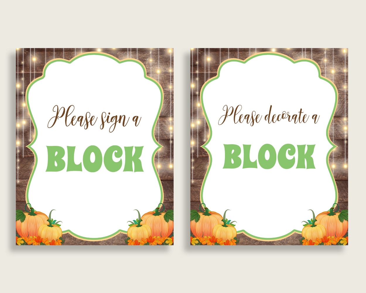 Sign A Block Baby Shower Decorate A Block Autumn Baby Shower Sign A Block Baby Shower Autumn Decorate A Block Brown Orange pdf jpg 0QDR3 - Digital Product