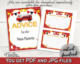 Advice Cards Baby Shower Advice Cards Fireman Baby Shower Advice Cards Red Yellow Baby Shower Fireman Advice Cards - LUWX6 - Digital Product