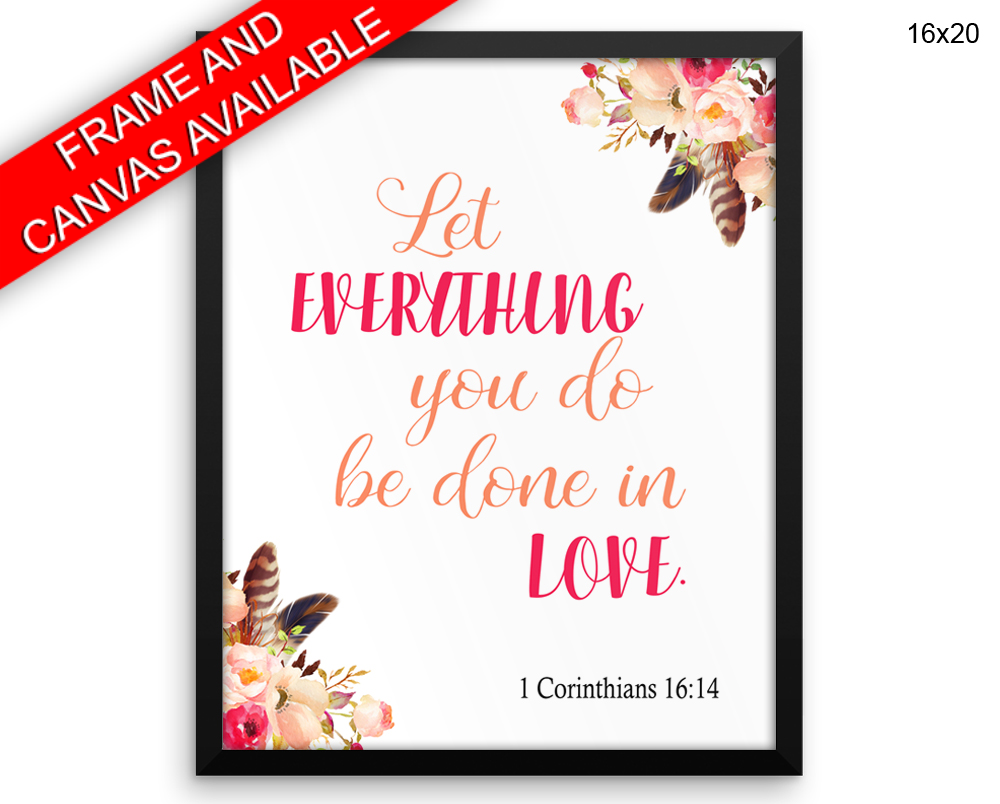 Corinthians Print, Beautiful Wall Art with Frame and Canvas options available Christian Decor