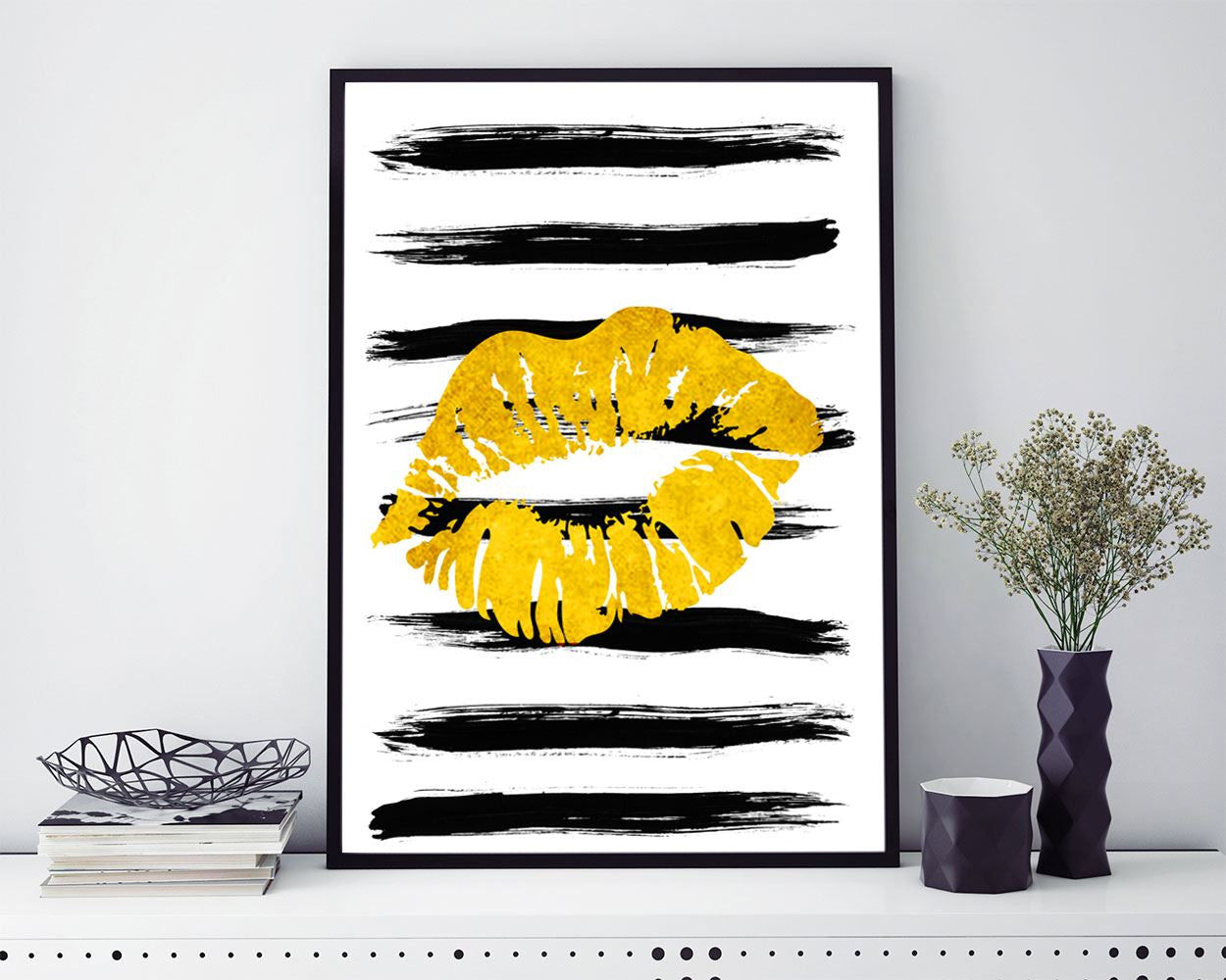 Wall Decor Lips Printable Lips Prints Lips Sign Lips Beauty Art Lips Beauty Print Lips Printable Art Lips lipstic decor fashion makeup - Digital Download