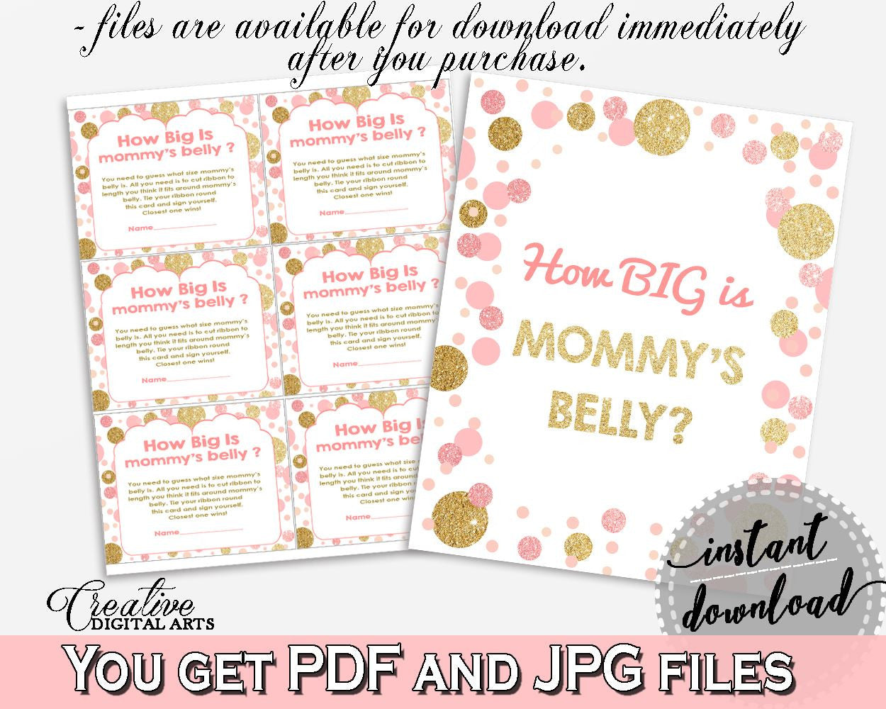 Pink Gold Mommy's Belly, Baby Shower Mommy's Belly, Dots Baby Shower Mommy's Belly, Baby Shower Dots Mommy's Belly party plan - RUK83 - Digital Product