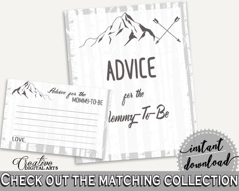 Advice Cards Baby Shower Advice Cards Adventure Mountain Baby Shower Advice Cards Gray White Baby Shower Adventure Mountain Advice S67CJ - Digital Product