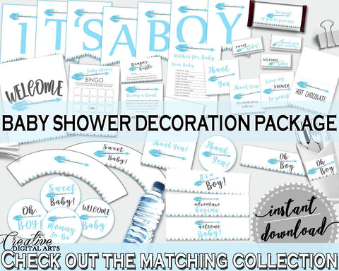 Decorations Baby Shower Decorations Aztec Baby Shower Decorations Blue White Baby Shower Aztec Decorations instant download, pdf jpg QAQ18 - Digital Product