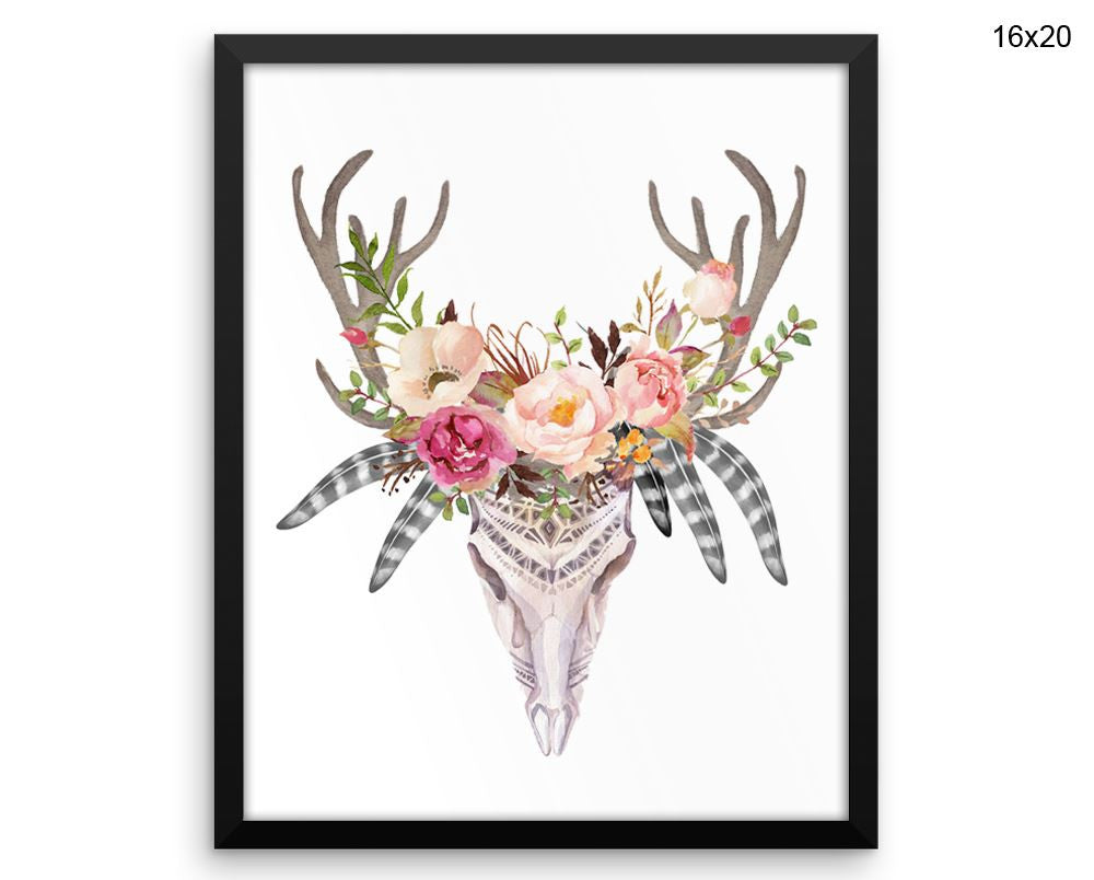 Skull Flowers Print, Beautiful Wall Art with Frame and Canvas options available Animal Decor