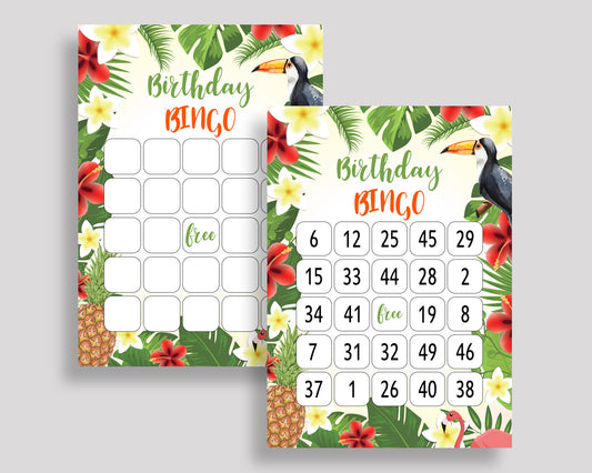 Tropical Bingo Cards Tropical Bingo Game Tropical Birthday Bingo Cards Green Yellow Bingo 60 Cards Boy Girl 8LFM8