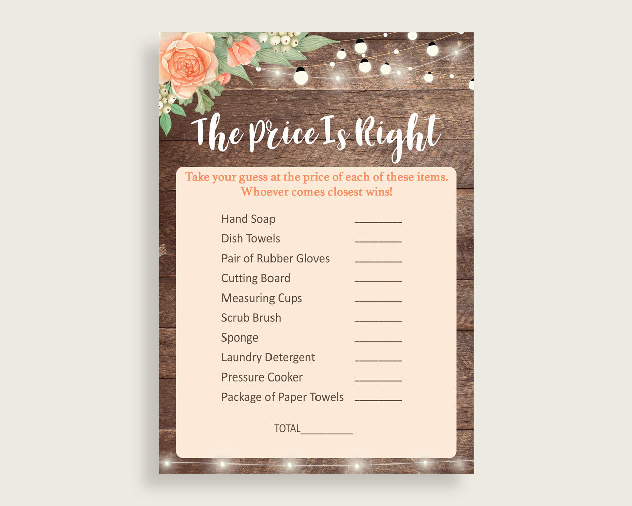Price Is Right Bridal Shower Price Is Right Rustic Bridal Shower Price Is Right Bridal Shower Flowers Price Is Right Brown Beige party SC4GE