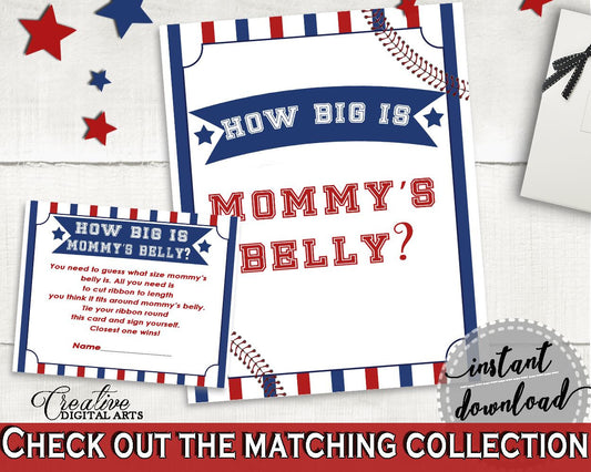 Mommy's Belly Baby Shower Mommy's Belly Baseball Baby Shower Mommy's Belly Baby Shower Baseball Mommy's Belly Blue Red party ideas YKN4H - Digital Product