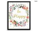 Be Happy Print, Beautiful Wall Art with Frame and Canvas options available Inspirational Decor