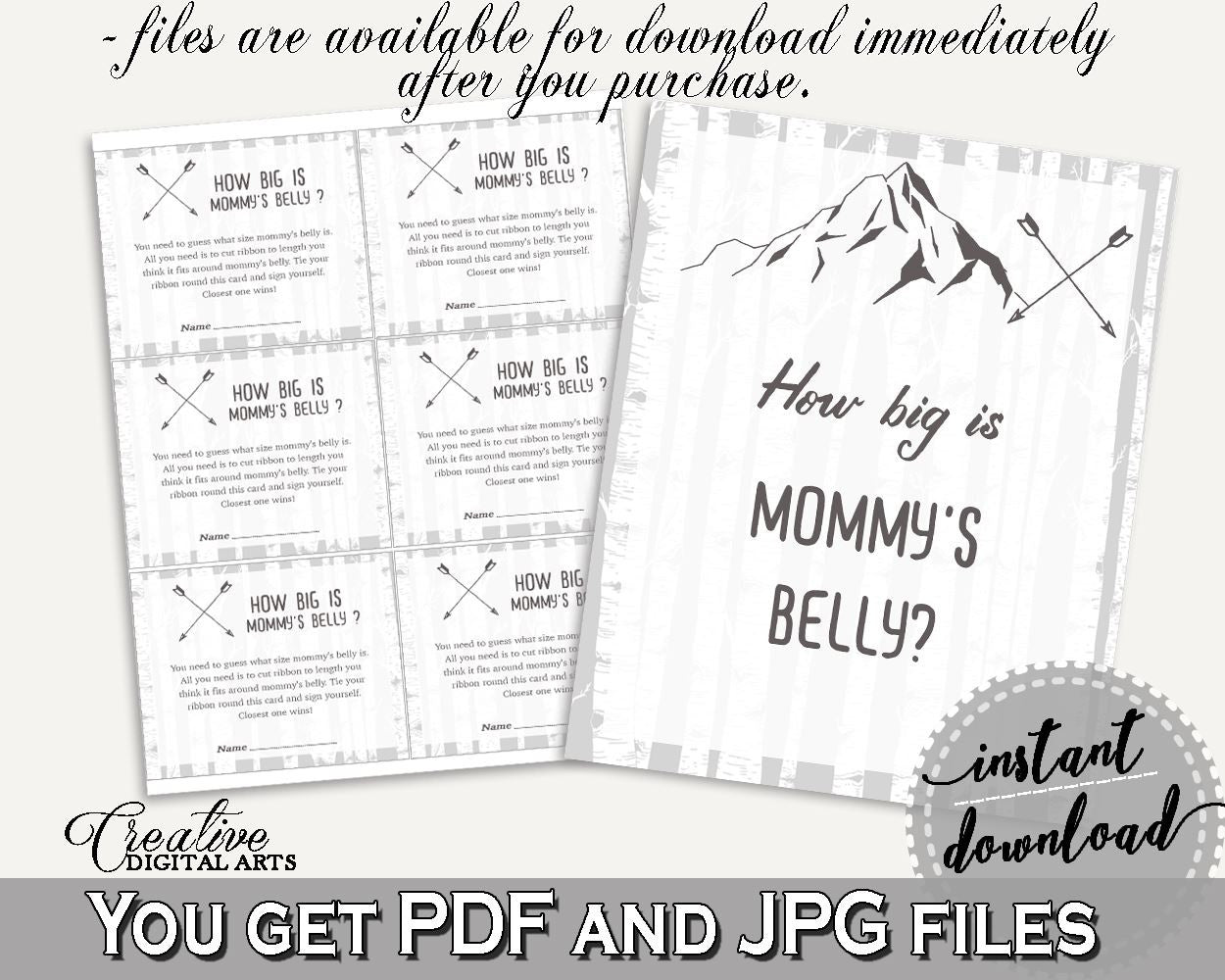 Mommy's Belly Baby Shower Mommy's Belly Adventure Mountain Baby Shower Mommy's Belly Gray White Baby Shower Adventure Mountain Mommy's S67CJ - Digital Product