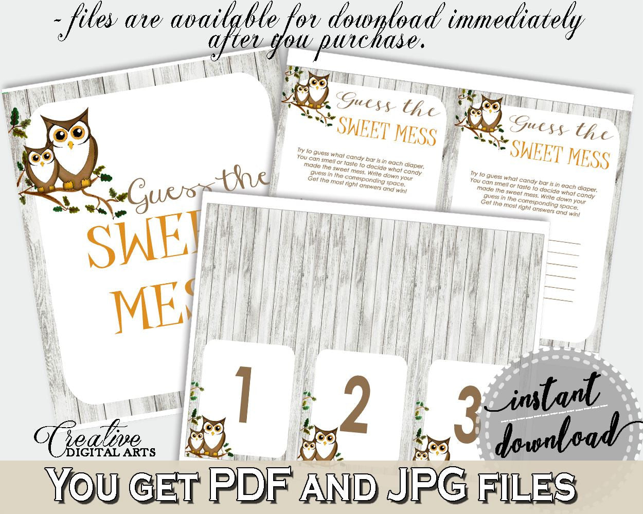 Sweet Mess Baby Shower Sweet Mess Owl Baby Shower Sweet Mess Baby Shower Owl Sweet Mess Gray Brown digital print - 9PUAC - Digital Product