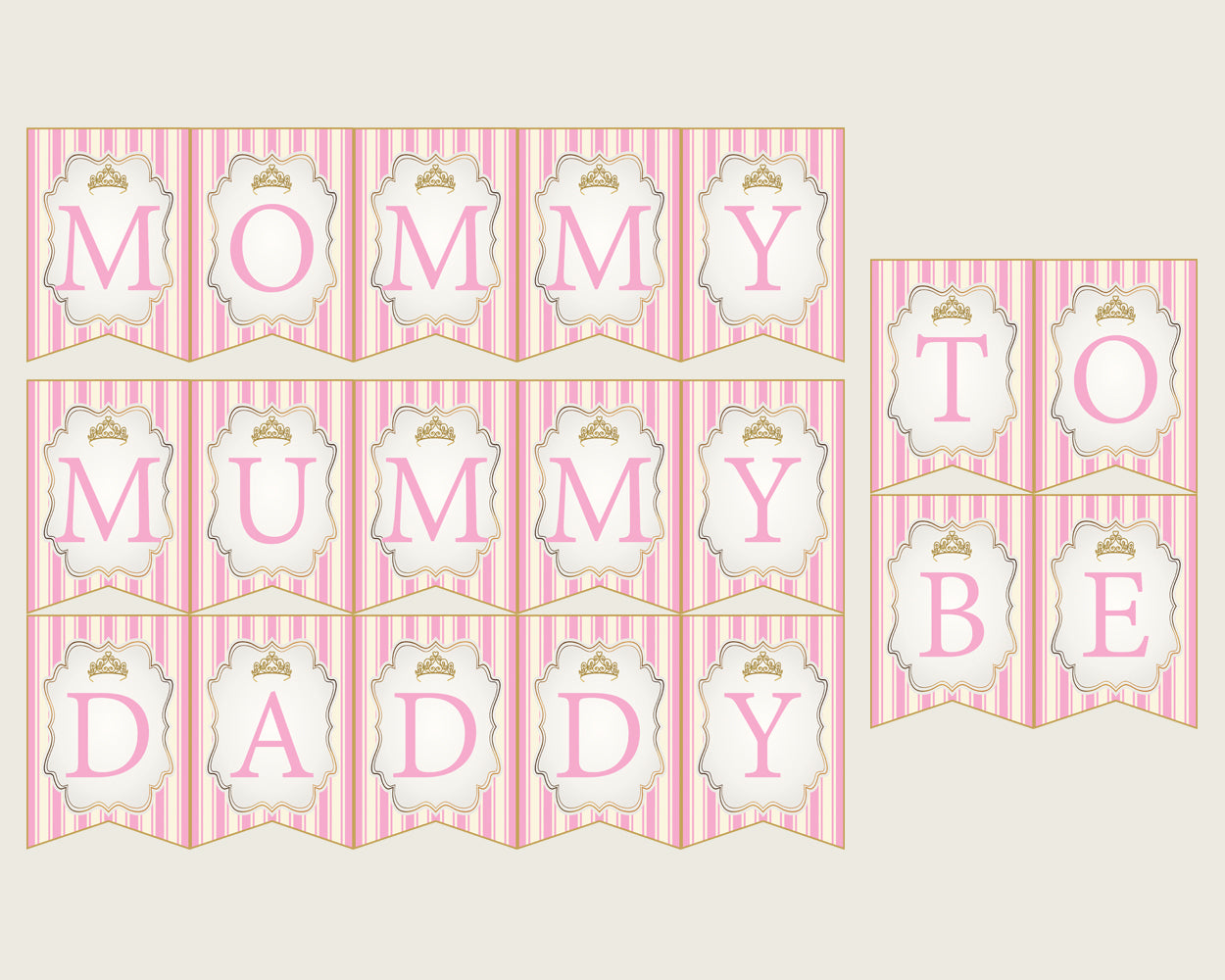 Royal Princess Baby Shower Chair Banner Printable, Pink Gold Chair Banner, Girl Shower, Mama To Be, Mommy, Dad Mom To Be, Instant rp002