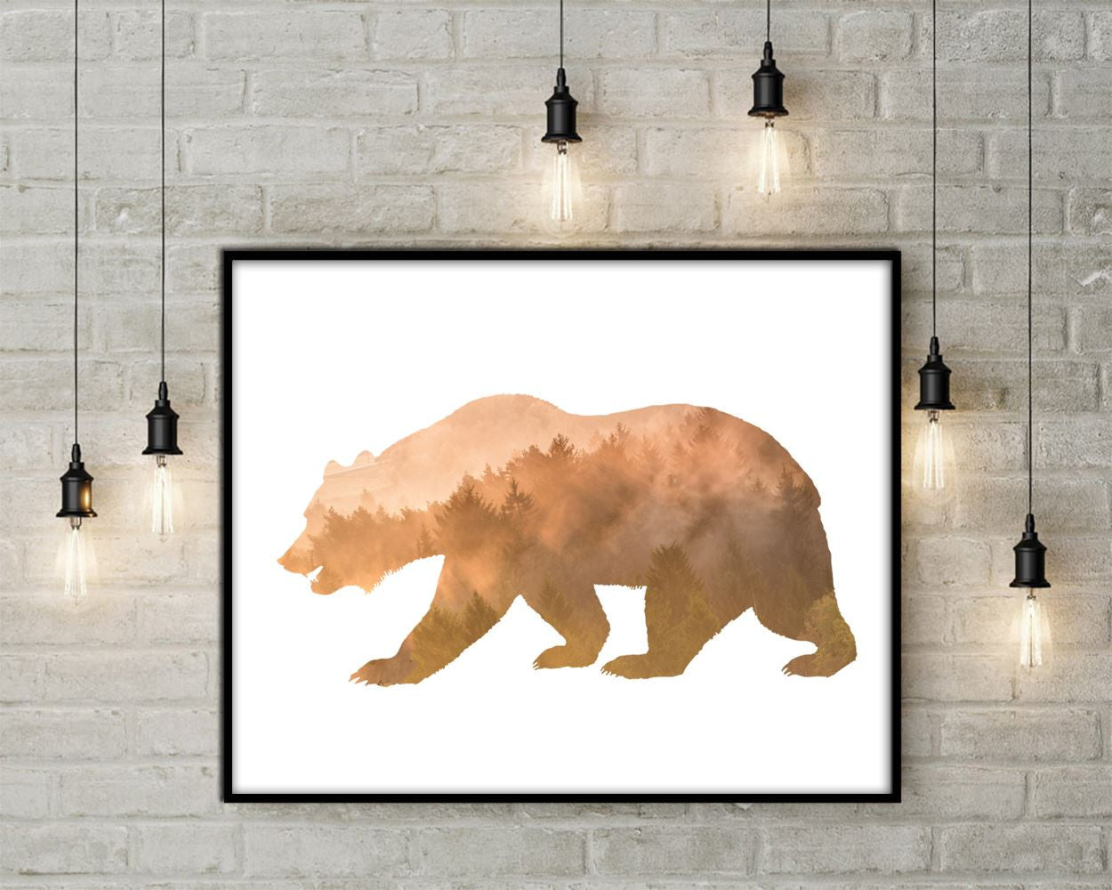 Wall Art Forest Digital Print Bear Poster Art Forest Wall Art Print Bear  Wall Decor Forest mountain bear brown bear rustic decor - Digital Download