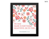 Ecclesiastes Print, Beautiful Wall Art with Frame and Canvas options available Scripture Decor