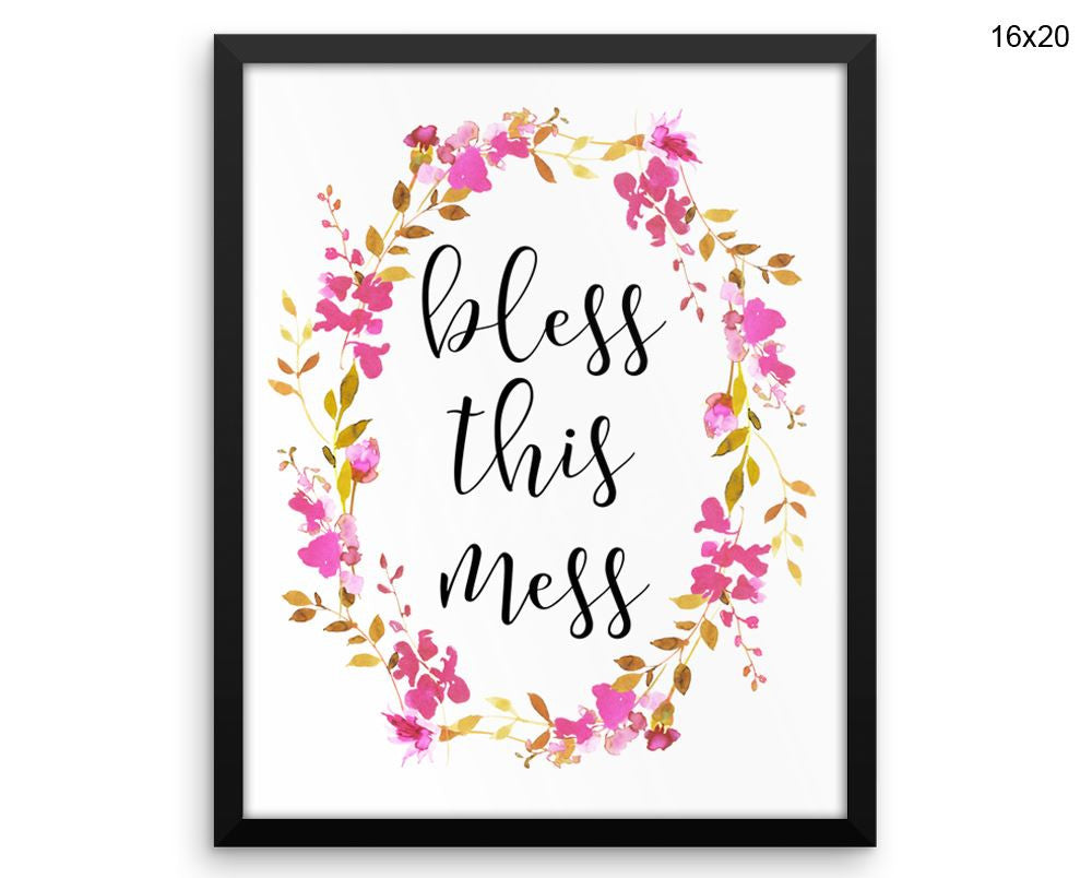 Bless This Mess Print, Beautiful Wall Art with Frame and Canvas options available Kitchen Decor