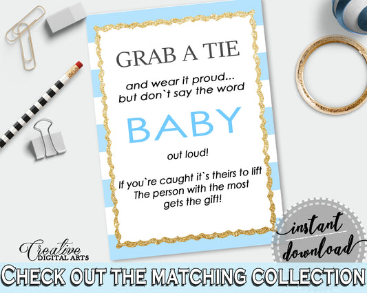 Grab A Tie Baby Shower Grab A Tie Blue Stripes Baby Shower Grab A Tie Blue Gold Baby Shower Blue Stripes Grab A Tie party ideas bs002