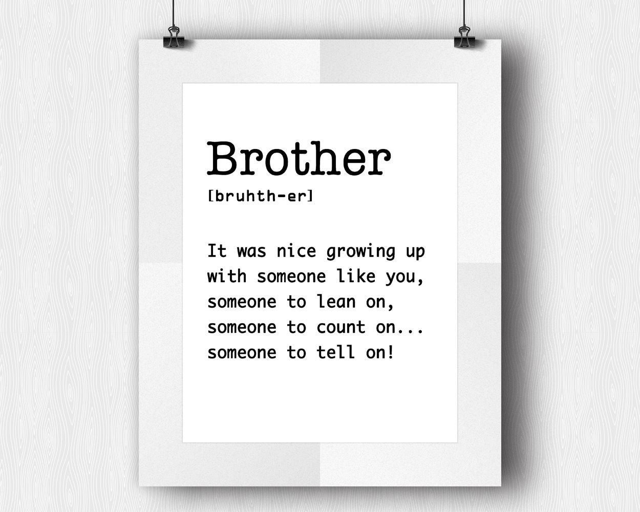 Definition Prints Wall Art Brother Digital Download Definition Dictionary Art Brother Dictionary Print Definition Instant Download Brother - Digital Download