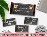 Black And Pink Chalkboard Flowers Bridal Shower Theme: Hershey Mini And Standard Wrappers - hershey standard, party planning - RBZRX - Digital Product