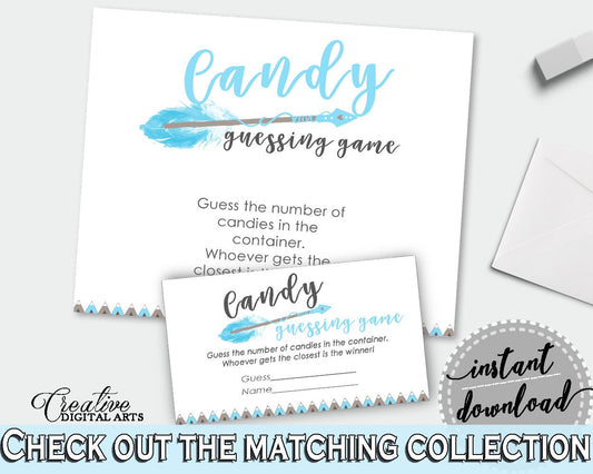 Candy Guessing Baby Shower Candy Guessing Aztec Baby Shower Candy Guessing Blue White Baby Shower Aztec Candy Guessing - QAQ18 - Digital Product