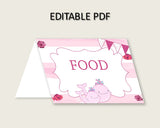 Pink Whale Folded Food Tent Cards Printable, Pink White Editable Pdf Buffet Labels, Girl Baby Shower Food Place Cards, Instant wbl02