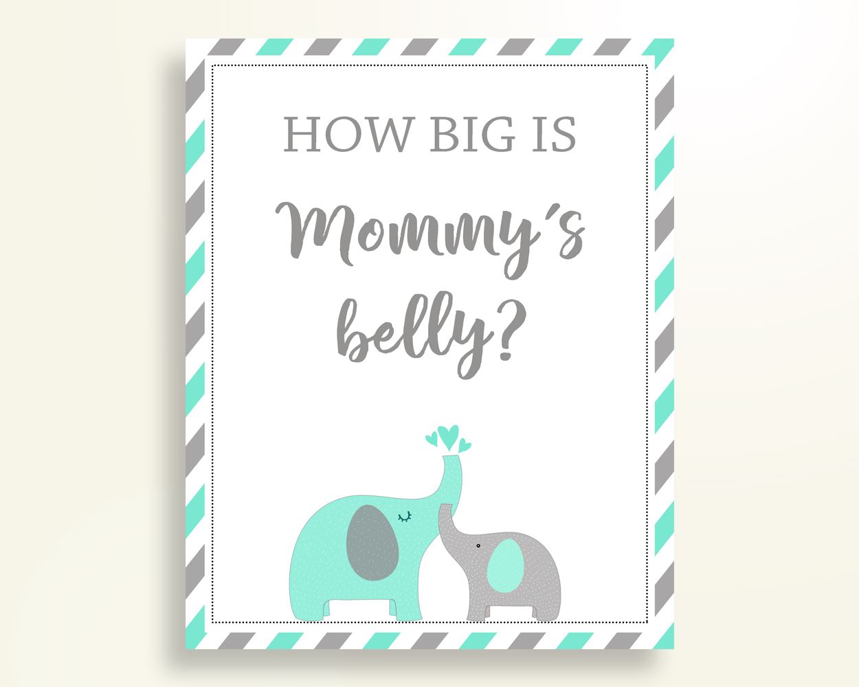 Mommy's Belly Baby Shower Mommy's Belly Turquoise Baby Shower Mommy's Belly Baby Shower Elephant Mommy's Belly Green Gray party plan 5DMNH - Digital Product
