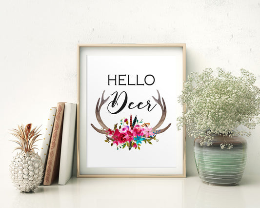 Wall Art Hello Deer Digital Print Hello Deer Poster Art Hello Deer Wall Art Print Hello Deer Home Art Hello Deer Home Print Hello Deer Wall - Digital Download