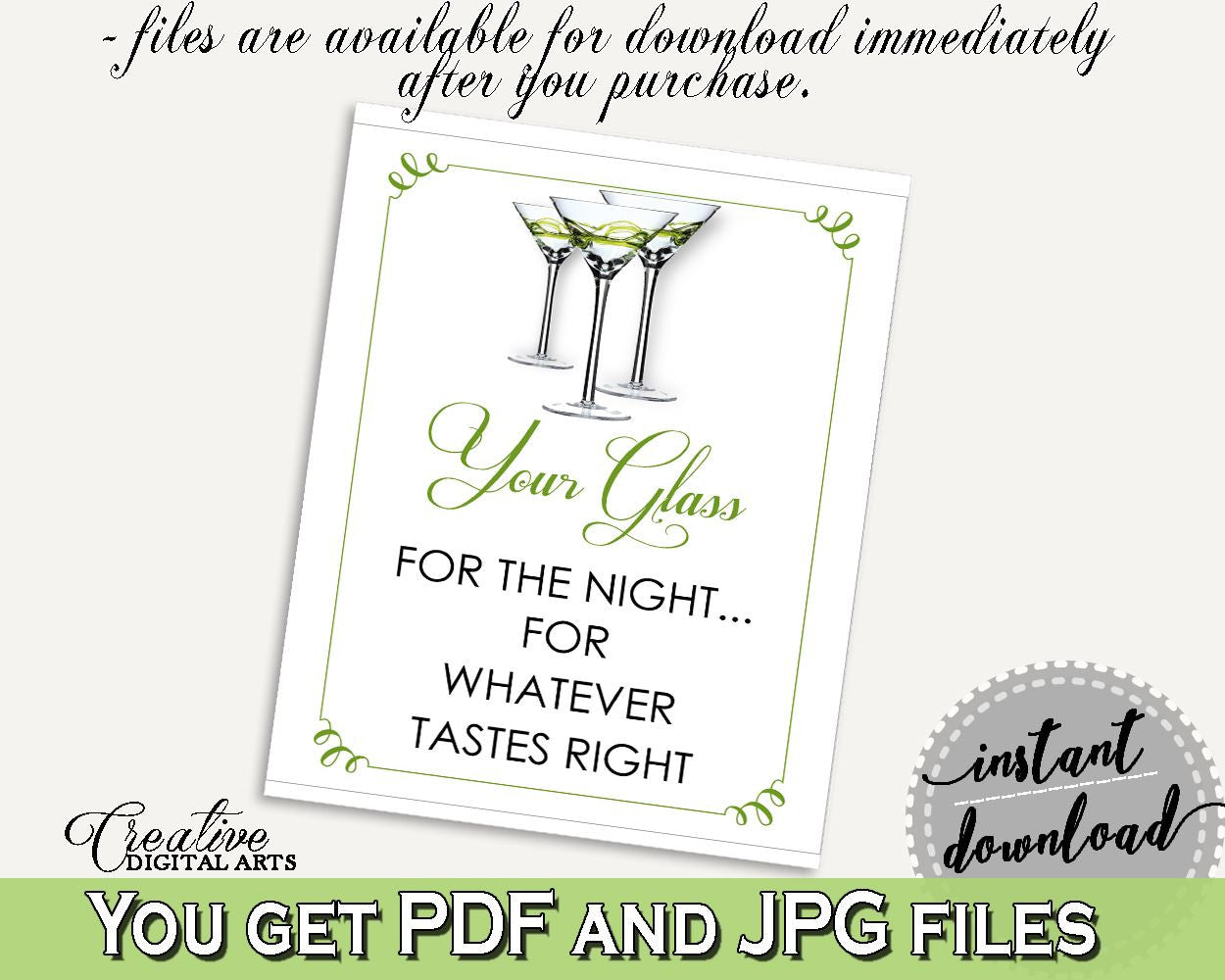 Your Glass For The Night Bridal Shower Your Glass For The Night Modern Martini Bridal Shower Your Glass For The Night Bridal Shower ARTAN - Digital Product
