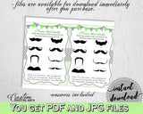 Baby Boy Shower NAME THAT STACHE game with chevron green theme printable, digital file, Jpg Pdf, instant download - cgr01
