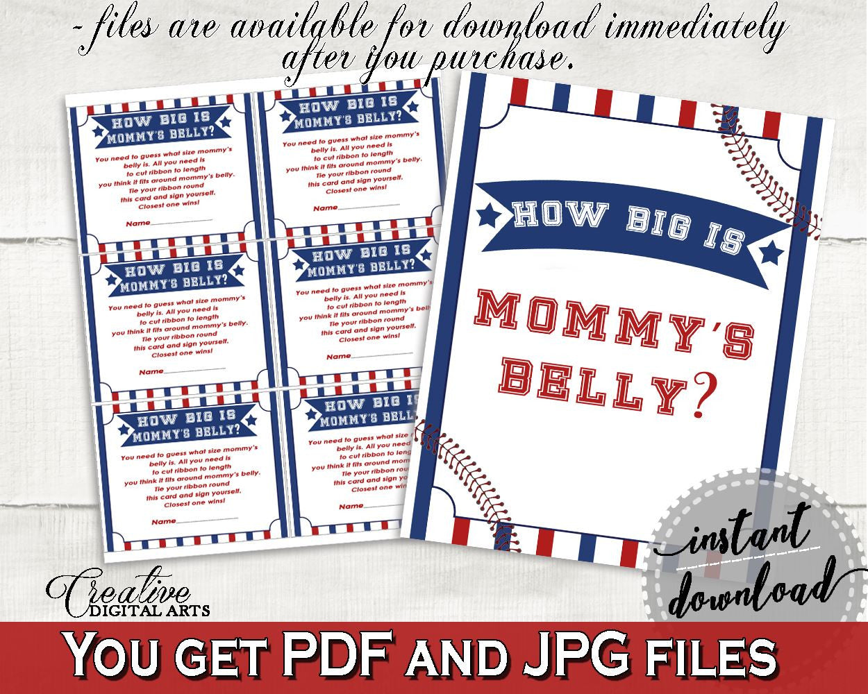 Mommy's Belly Baby Shower Mommy's Belly Baseball Baby Shower Mommy's Belly Baby Shower Baseball Mommy's Belly Blue Red party ideas YKN4H - Digital Product