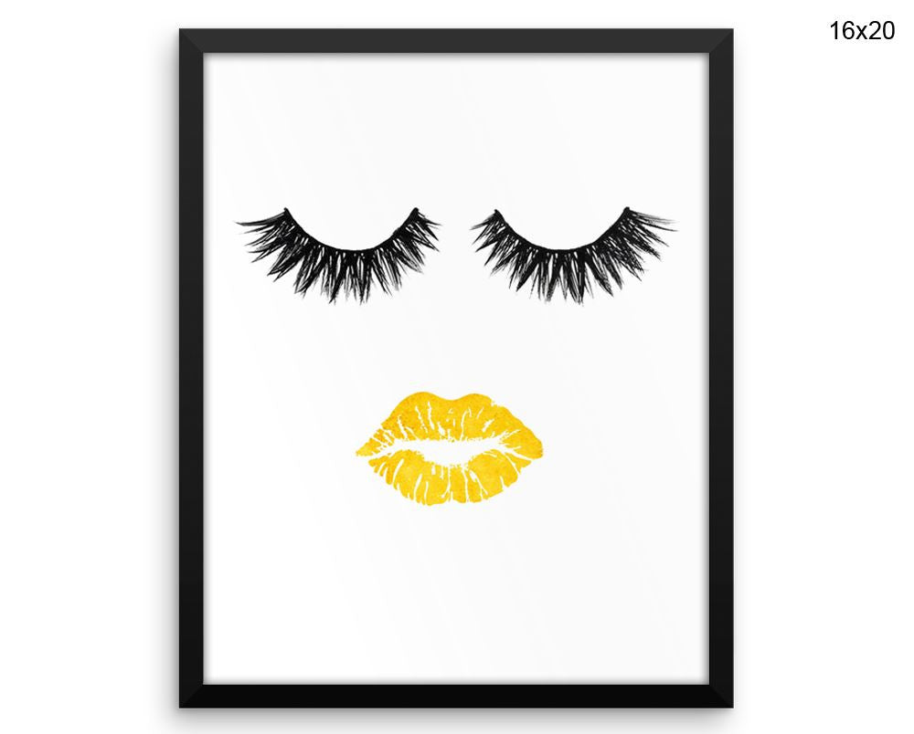 Lips Eyelashes Print, Beautiful Wall Art with Frame and Canvas options available Beauty Decor